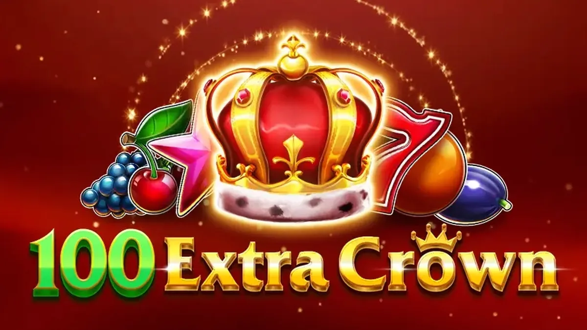 100 Extra Crown slot game screen na nagpapakita ng mga prutas at korona