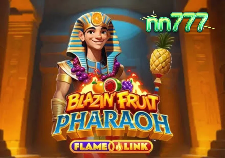 Blazin’ Fruit Pharaoh FlameLink™ slot gameplay screen na may mga prutas at Egyptian symbols